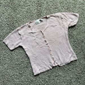 Pink Button-Up Knit Top